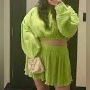 Future Collective Vibrant Green Mini Skirt and Matching Top Set